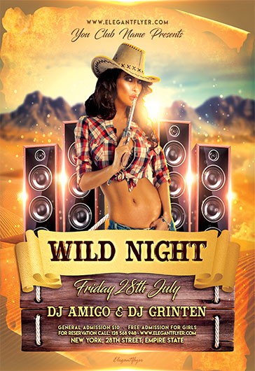 Yellow Creative Wild Night Premium Flyer Template PSD | by Elegantflyer