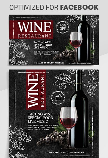 Wine Restaurant - Free Facebook Cover Template in PSD + Post + Event ...