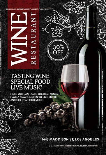 Wine Restaurant Flyer - Black