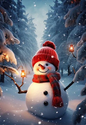 Winter Snowman in Forest - Free Winter Images