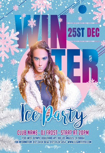 Winter Ice Party Flyer - Blue