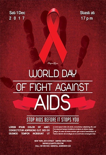 Red Simple World day of fight against AIDS Premium Flyer Template PSD ...