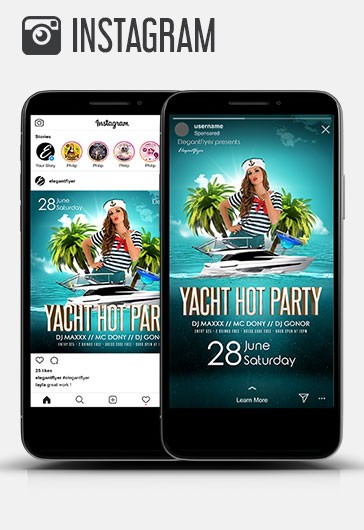 Blue Simple Yacht Hot Party Premium Social Media Template PSD | by ...