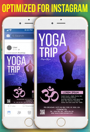 Purple Creative Yoga Trip Instagram Free Social Media Template Psd 