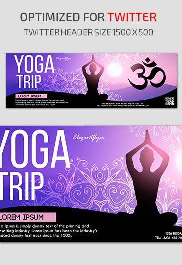 Purple Creative Yoga Trip Twitter Free Social Media Template PSD | by ...