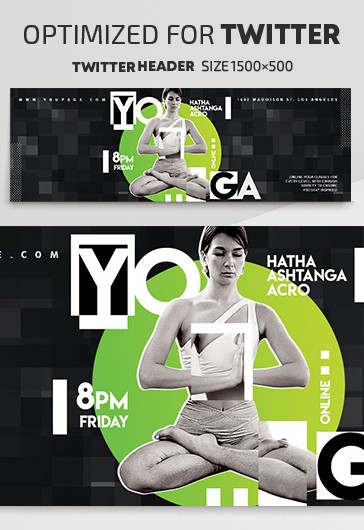 Black Artistic Yoga Twitter Premium Social Media Template PSD | by ...